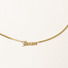Gothic Name Necklace with Bold Curb Chain