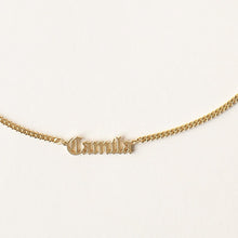 Gothic Name Necklace with Bold Curb Chain