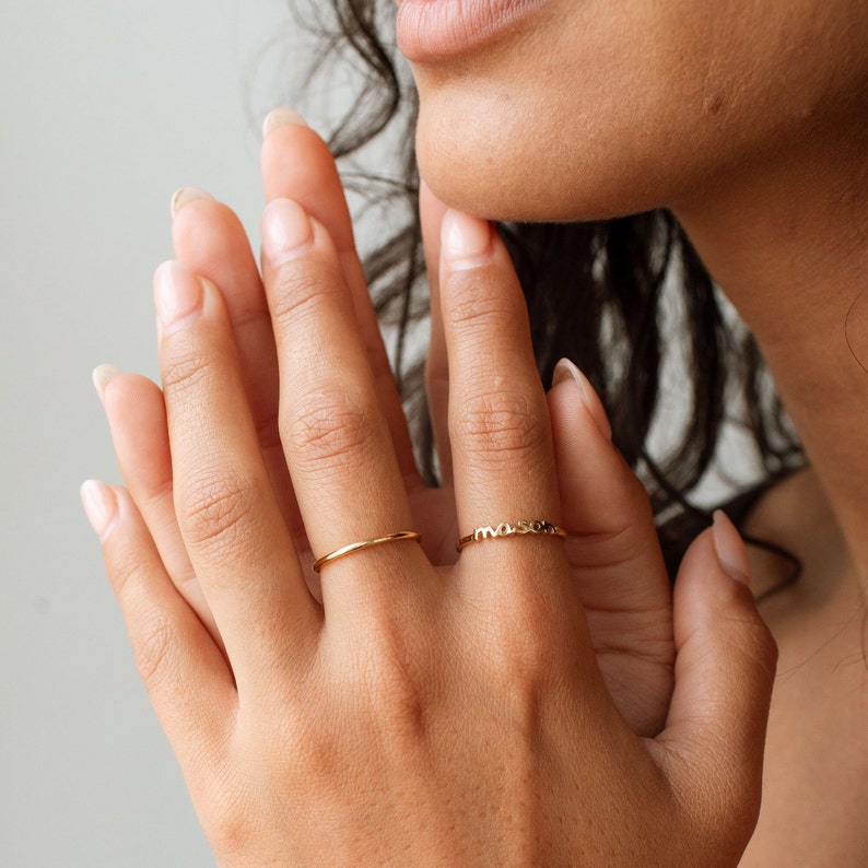 Dainty Stacking Name Ring