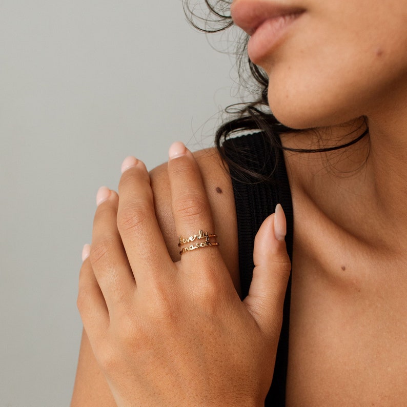 Dainty Stacking Name Ring